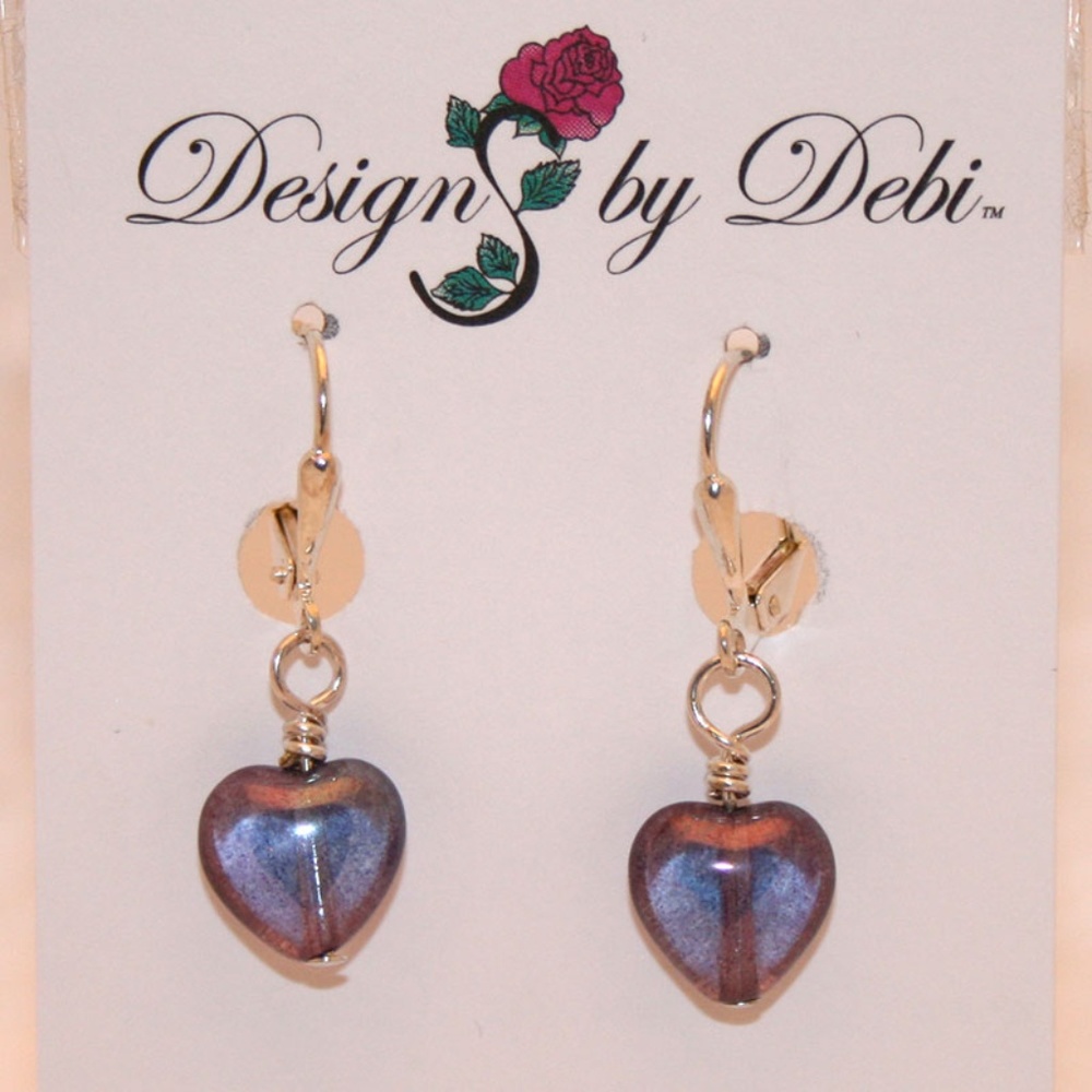 3/$25 Bluish Purple Heart Silver Leverbacks